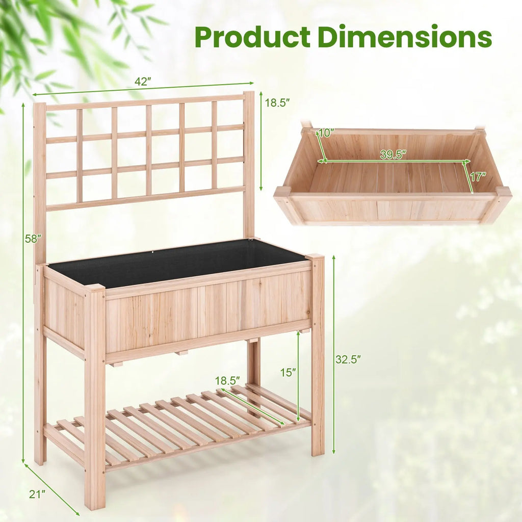 Raised Garden Bed Elevated Wooden Planter Box with Trellis DirectDeals