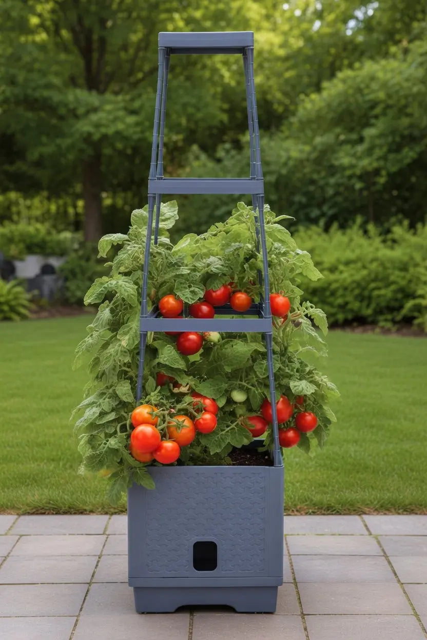 Sunneday Planter with Trellis | Vertical Garden Tower | Raised Bed for Tomatoes, Peppers & Herbs | Patio & Balcony - Sunneday LLC