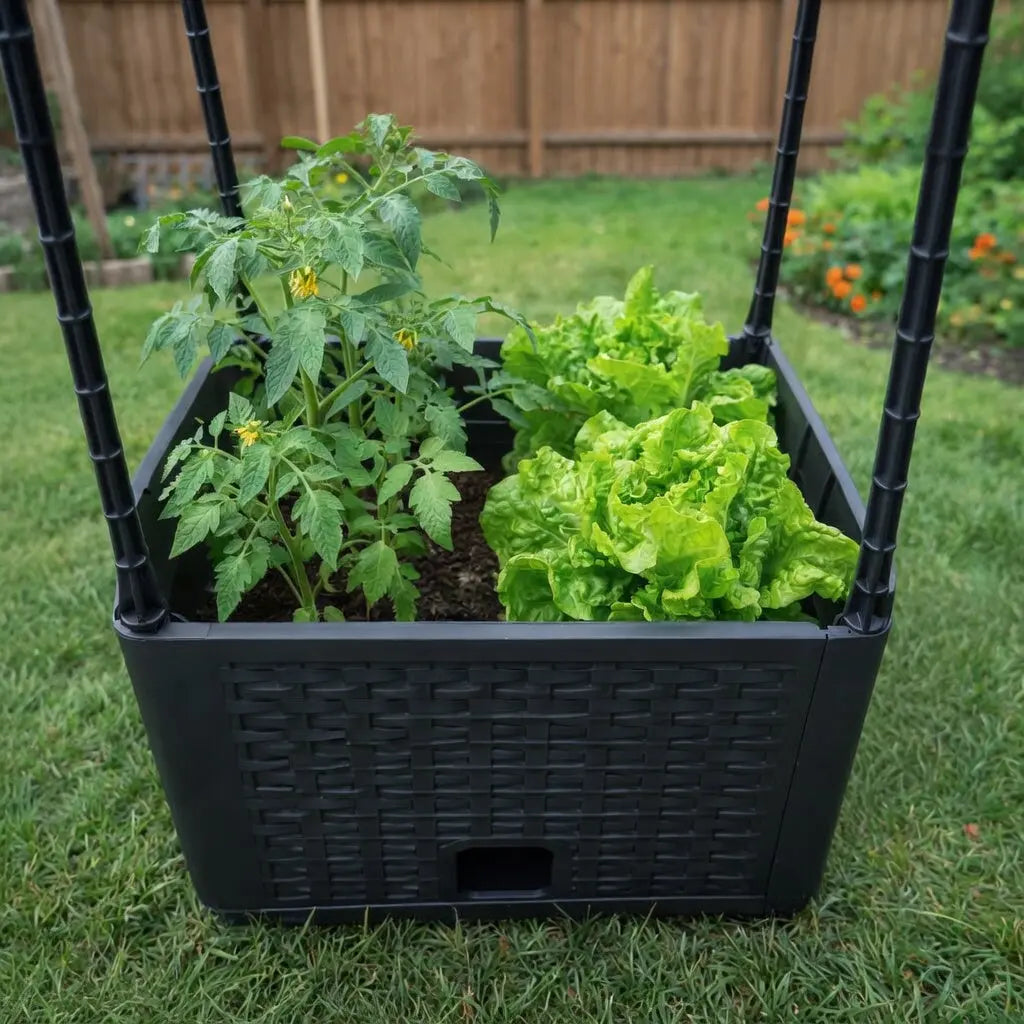 Sunneday Planter with Trellis | Vertical Garden Tower | Raised Bed for Tomatoes, Peppers & Herbs | Patio & Balcony - Sunneday LLC