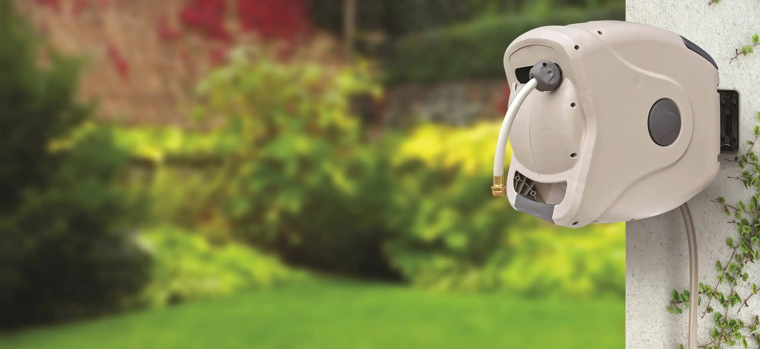 Sunneday Retractable Hose Reel | Auto Rewind | 180° Swivel Wall Mount | 100ft 5/8" & 130ft 1/2" | Charcoal & Off White - Sunneday LLC