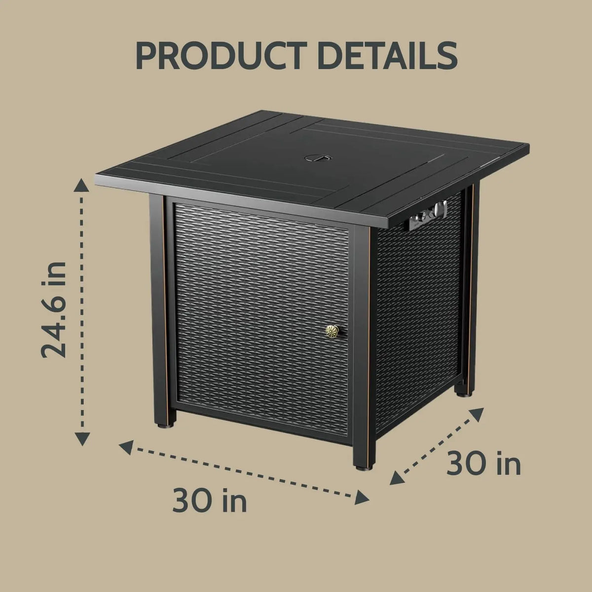 Propane Gas Fire Pit Table 30" | Outdoor Propane Fire Pit Tables for Outside Patio 50000 BTU | CSA Approved Rectangular Fire Pit Table | Balcony, Backyard & Garden Outdoor Firepit Table Sunneday