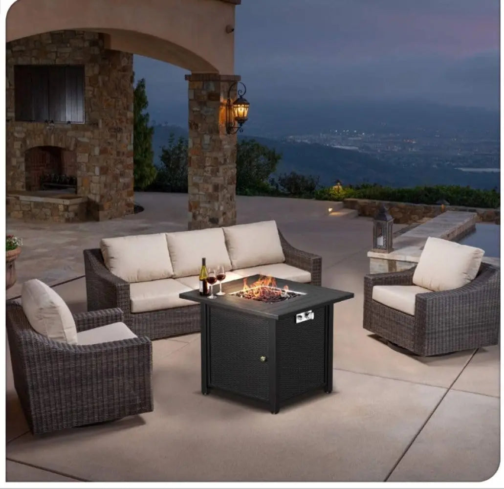 Propane Fire Pit 30 Inch Outdoor Gas Fire Pit | Steel Fire Table with Lid | Patio Fire Pit Table & Outdoor Fire Pir Propane for Deck, Garden & Backyard | Powerful Propane Outdoor Fire Pit 50,000 BTU Sunneday