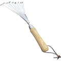 Stainless Steel Garden Hand Rake (classic wood handle) Garden Guru