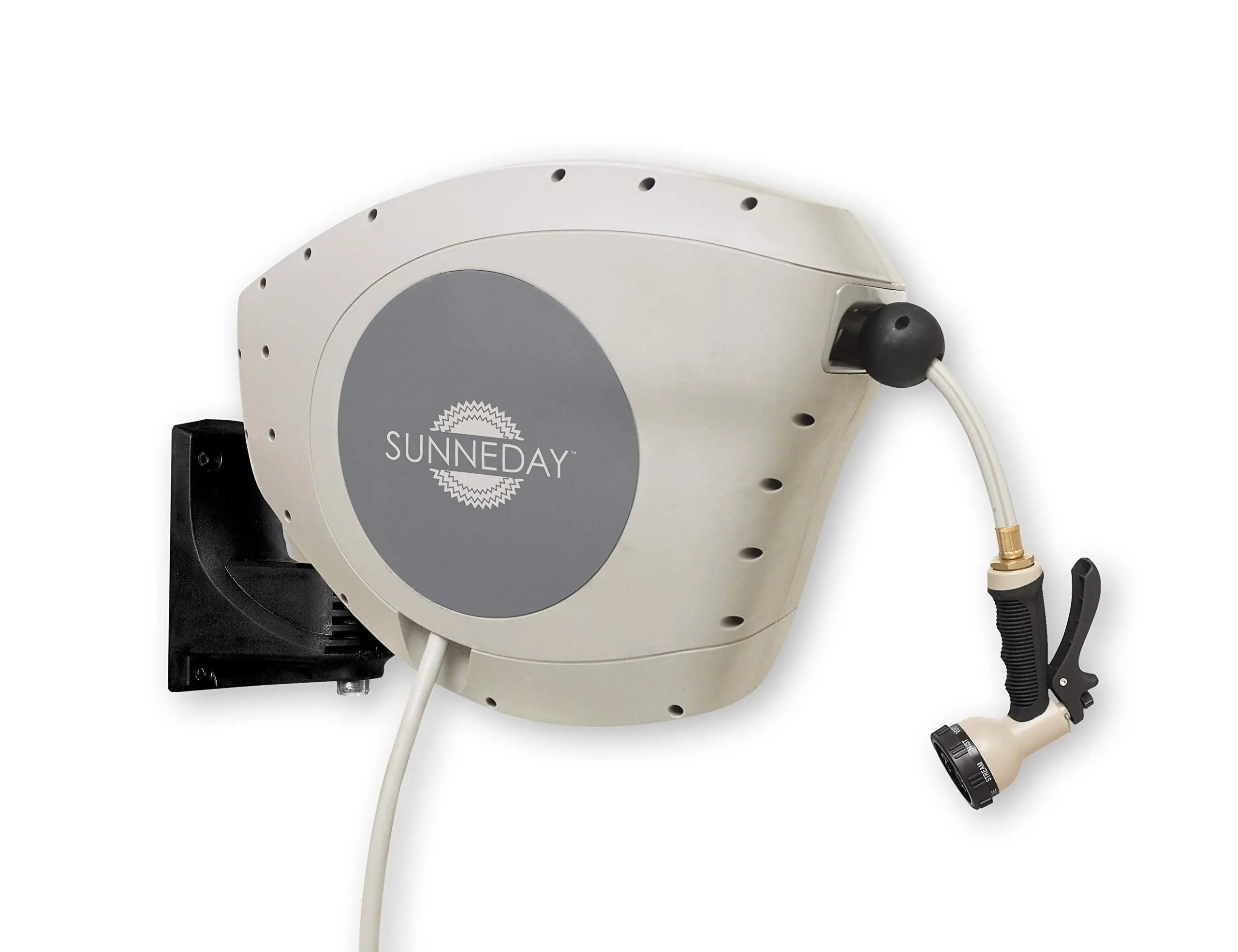 Sunneday Retractable Hose Reel 1/2" | Auto Rewind | 180° Swivel Wall Mount | Tan/Gray | 65, 82 & 100 ft - Sunneday LLC