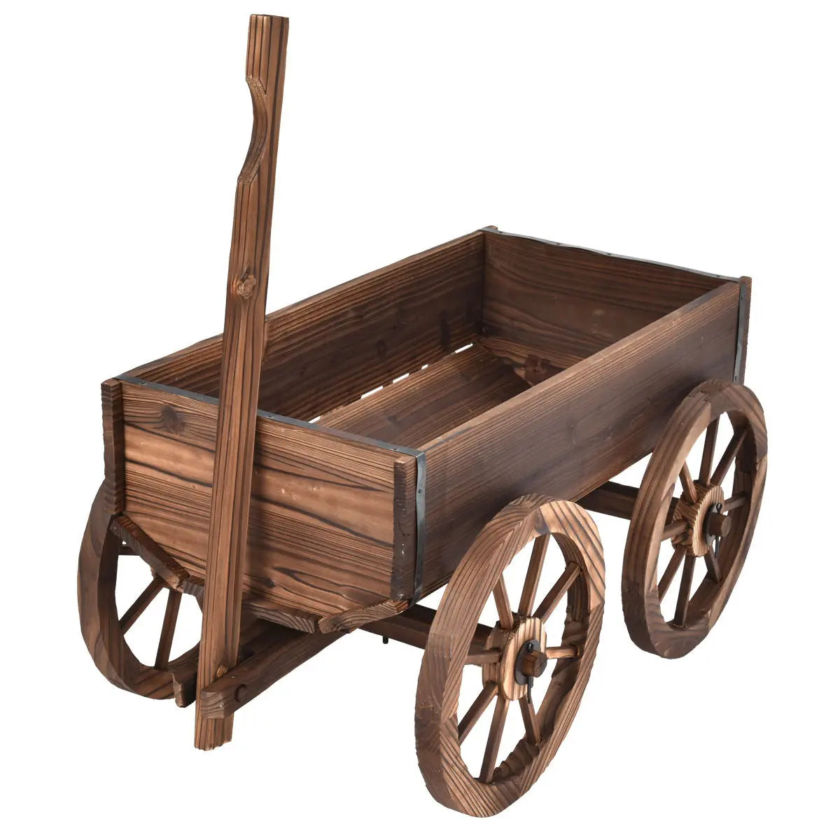 Wood Wagon Planter Pot Stand with Wheels DirectDeals