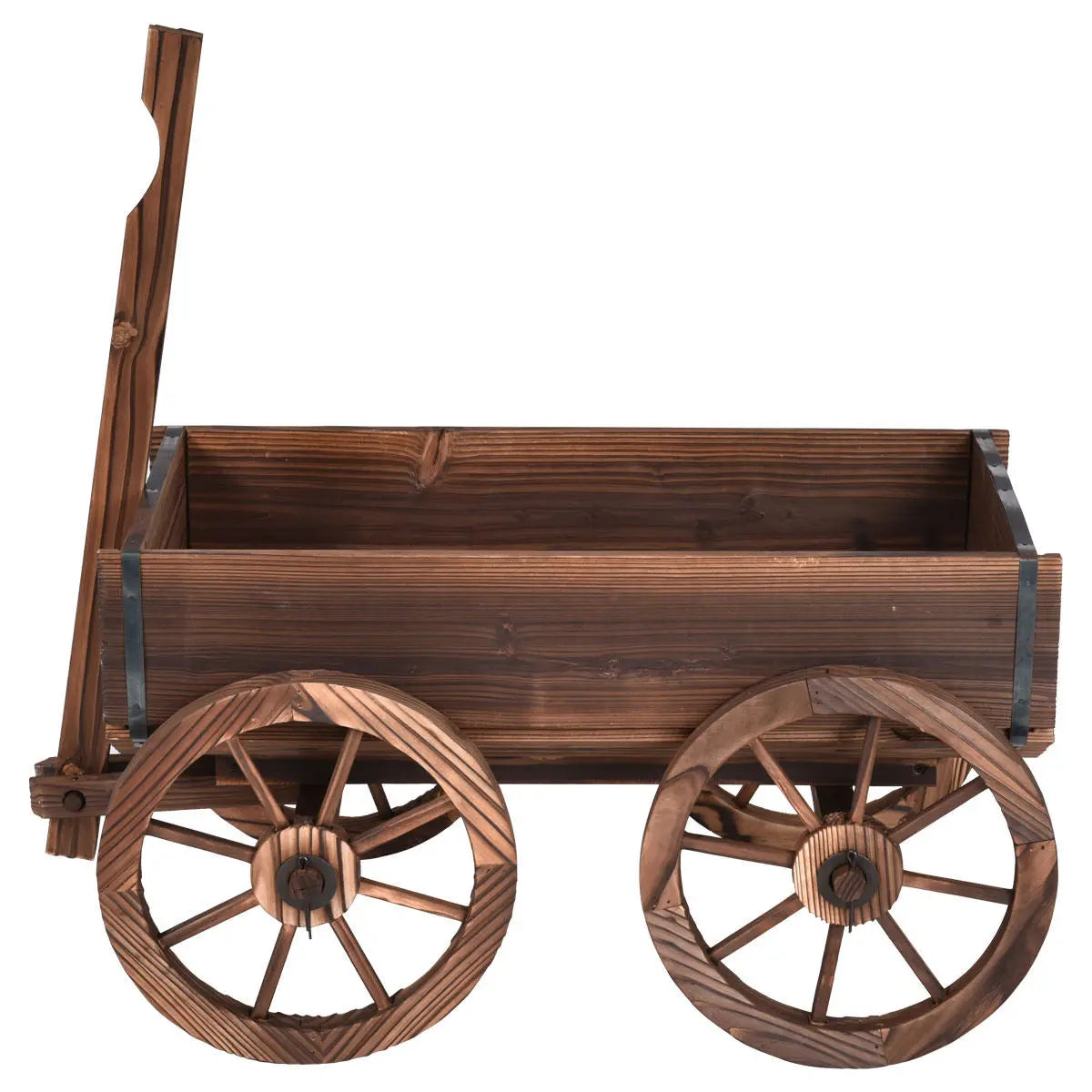 Wood Wagon Planter Pot Stand with Wheels DirectDeals