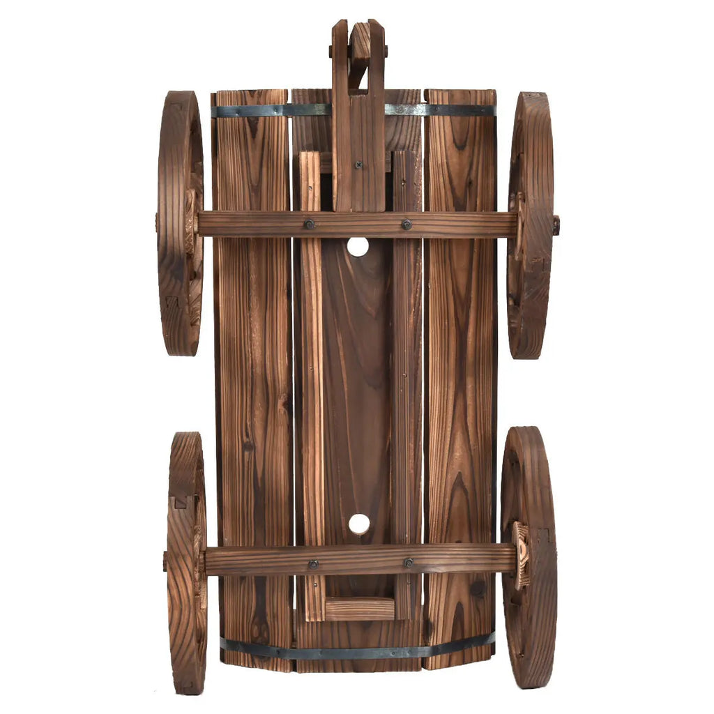 Wood Wagon Planter Pot Stand with Wheels DirectDeals