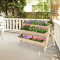 3 Tier Wooden Vertical Raised Garden Bed with Storage Shelf DirectDeals