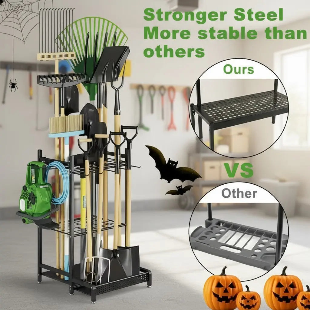 Heavy-Duty Garden Tool Organizer Rack for Garage & Yard 2Dropme