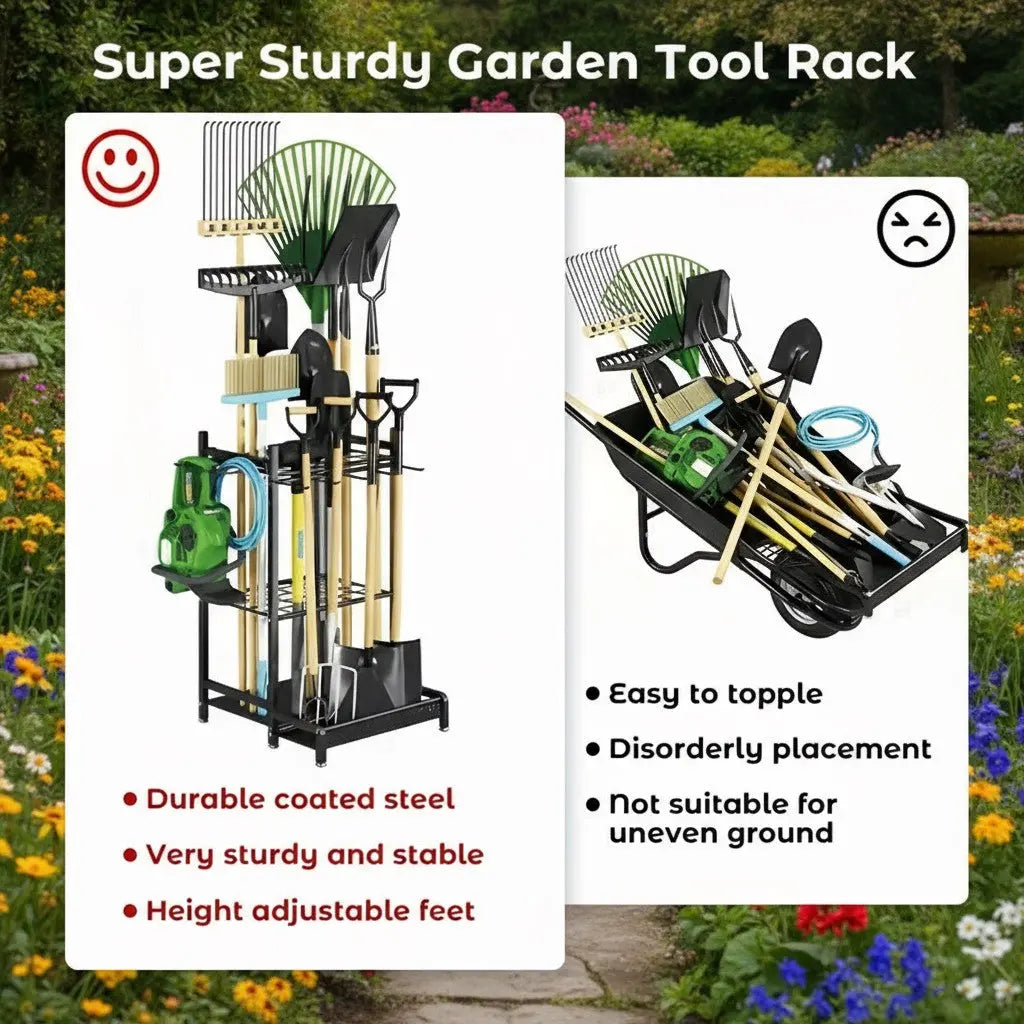 Heavy-Duty Garden Tool Organizer Rack for Garage & Yard 2Dropme