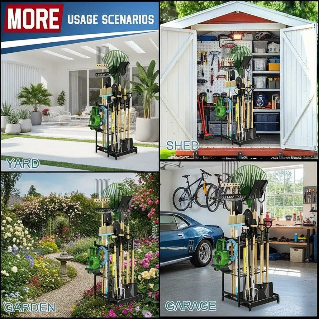 Heavy-Duty Garden Tool Organizer Rack for Garage & Yard 2Dropme