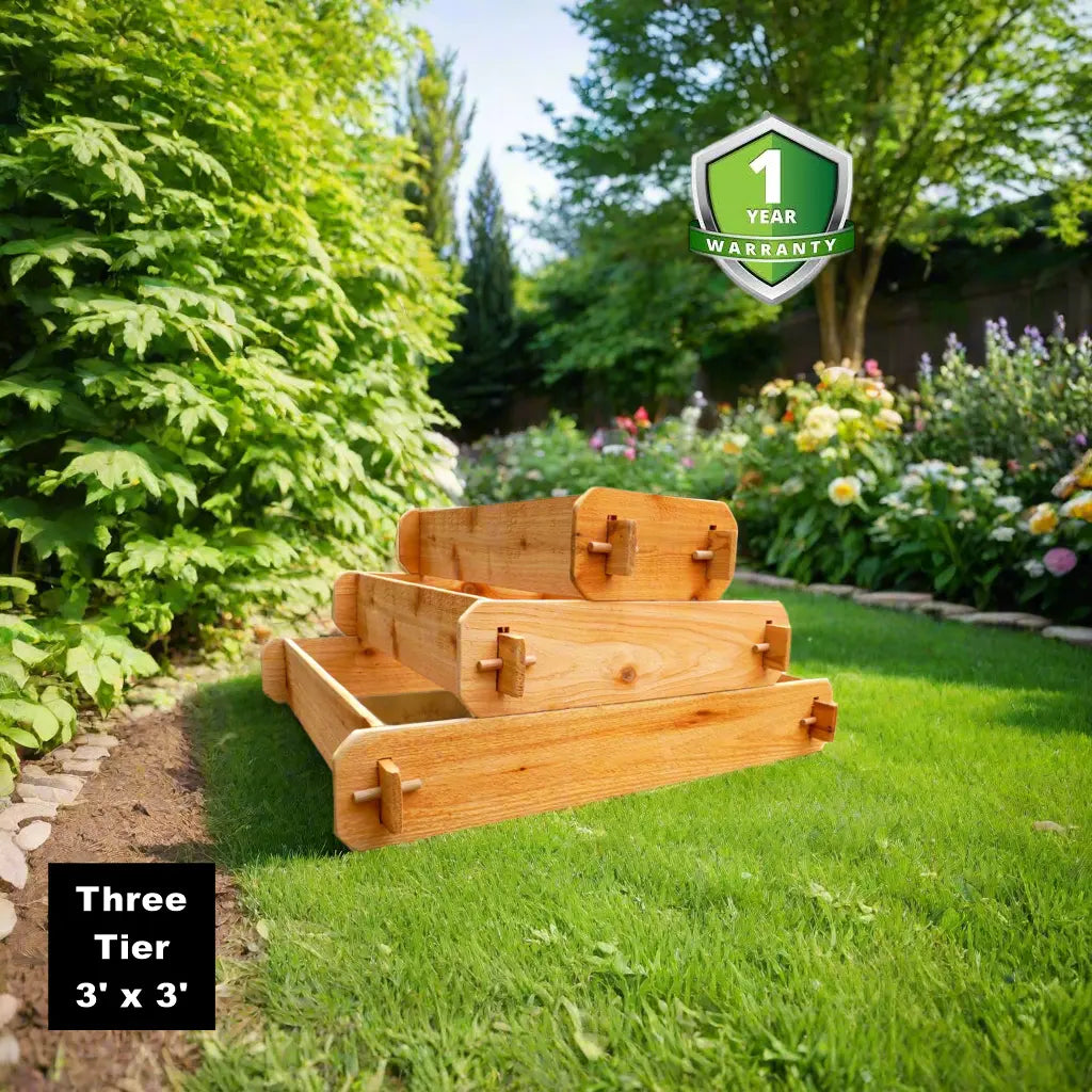 Timberlane Gardens Raised Garden Bed Kit 3 Tiered (1x3 2x3 3x3) Select Cedar Elevated Planter Timberlane Gardens