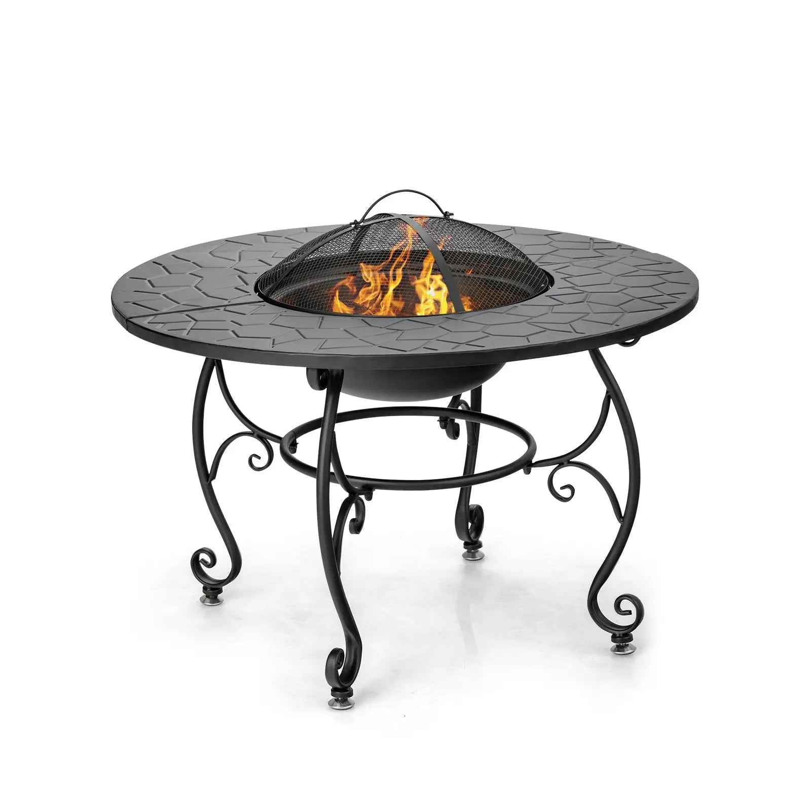35.5 Feet Patio Fire Pit Dining Table With Cooking BBQ Grate DirectDeals