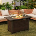 50000 BTU 2 Inch ropane Gas Fire Pit Table with Wind Guard and Glass Rocks-Brown DirectDeals