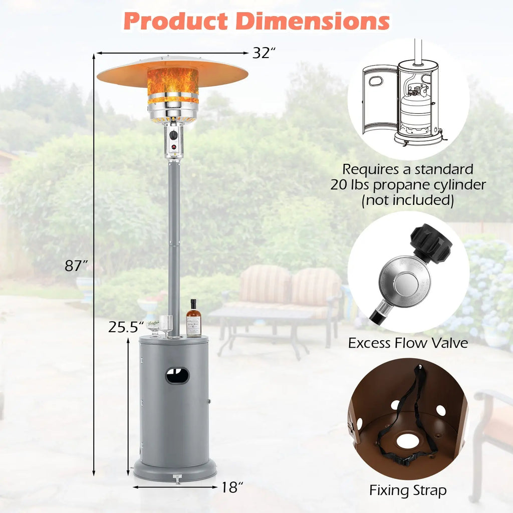50000 BTU Propane Patio Heater with Round Table Design-Brown DirectDeals