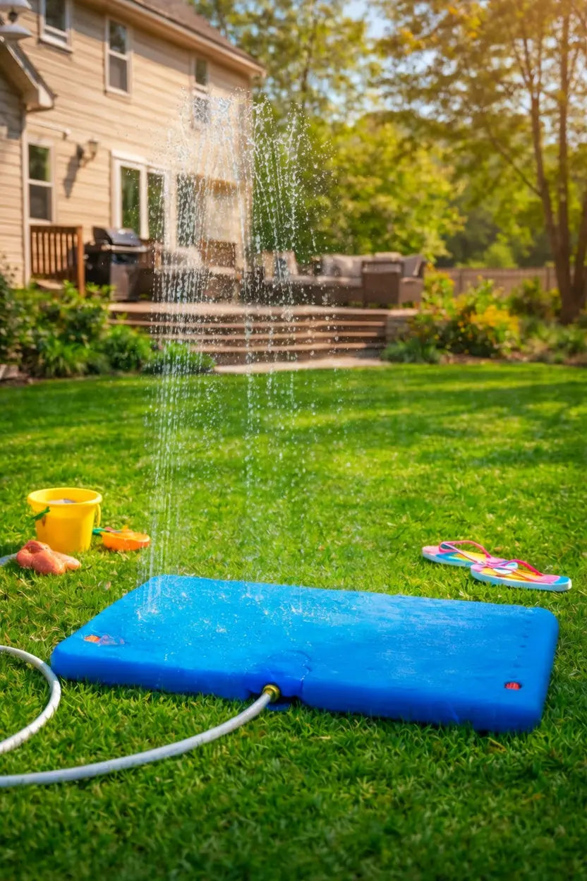 Sunneday Splash Pad for Kids | Oscillating Water Sprinkler | Backyard Summer Fun | Blue - Sunneday LLC
