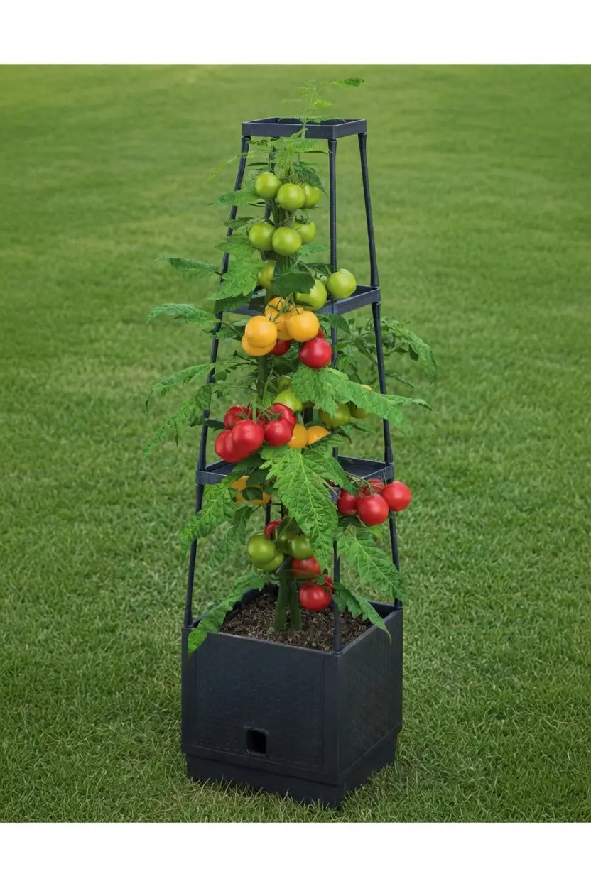 Sunneday Planter with Trellis | Vertical Garden Tower | Raised Bed for Tomatoes, Peppers & Herbs | Patio & Balcony - Sunneday LLC